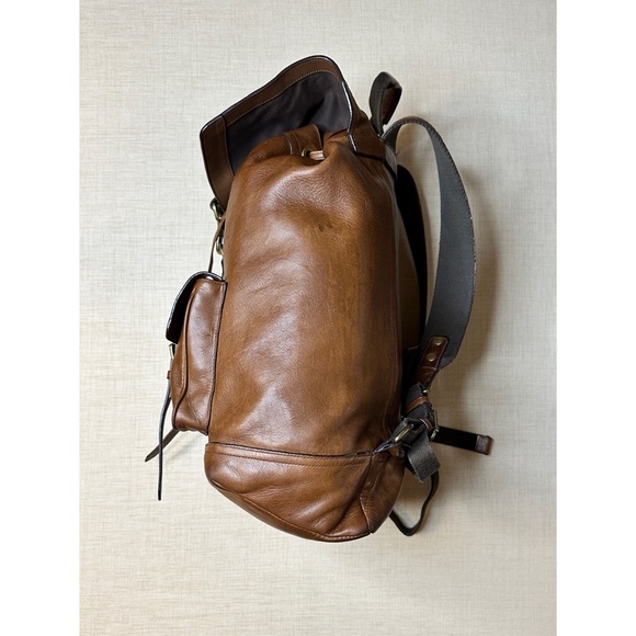 Coach Bleecker Leather Drawstring Classic Heirloom Backpack Fawn Dark Saddle - Picture 4 of 15